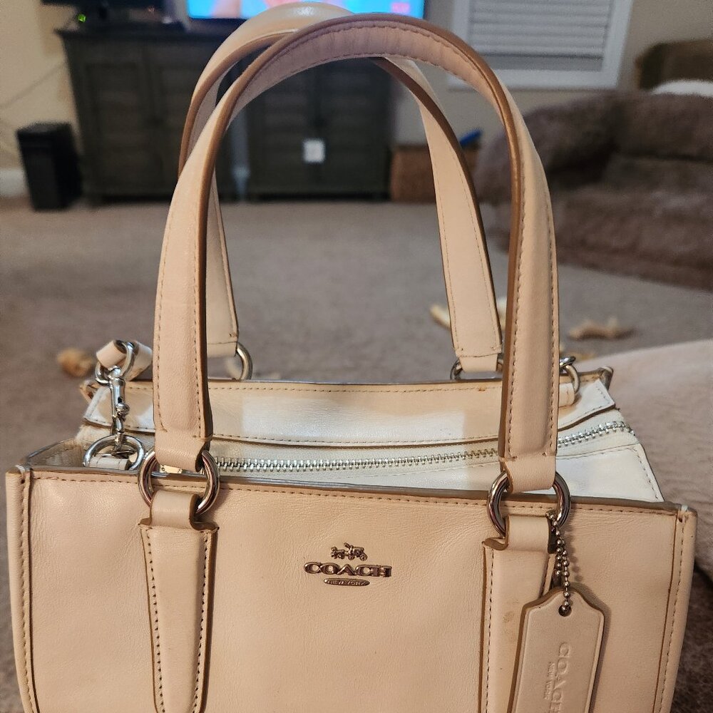 Coach Light Cream Handbag with Silver Hardware